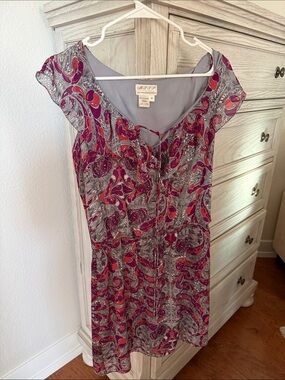 Purple and Coral Paisley Tiered Skirt — Vibrant Print